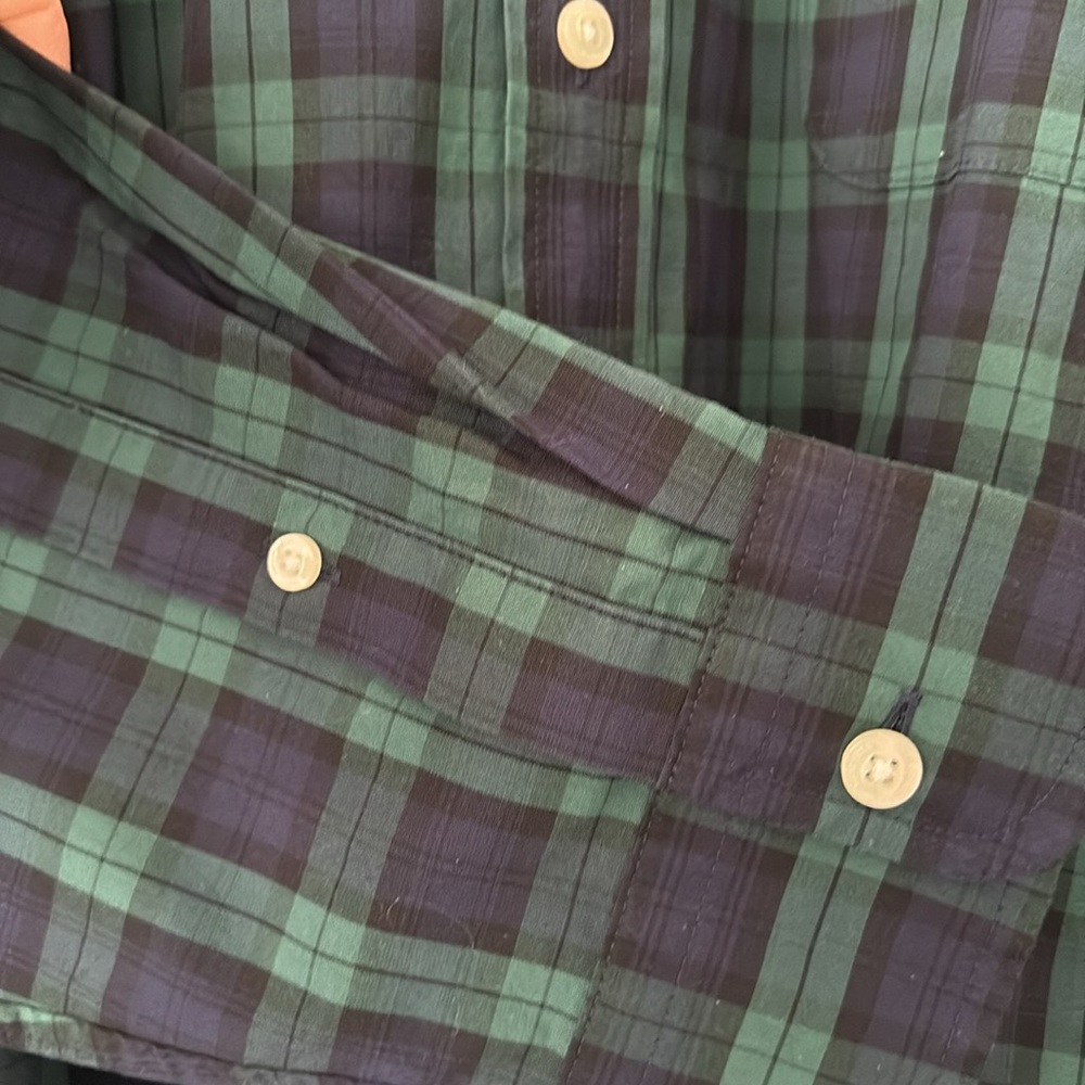 Vineyard Vines Men's Green and Blue Plaid Shirt - Picture 3 of 7